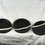 Set de 4 assiettes noires et blanches en grès - fabienne jouvin - années 90