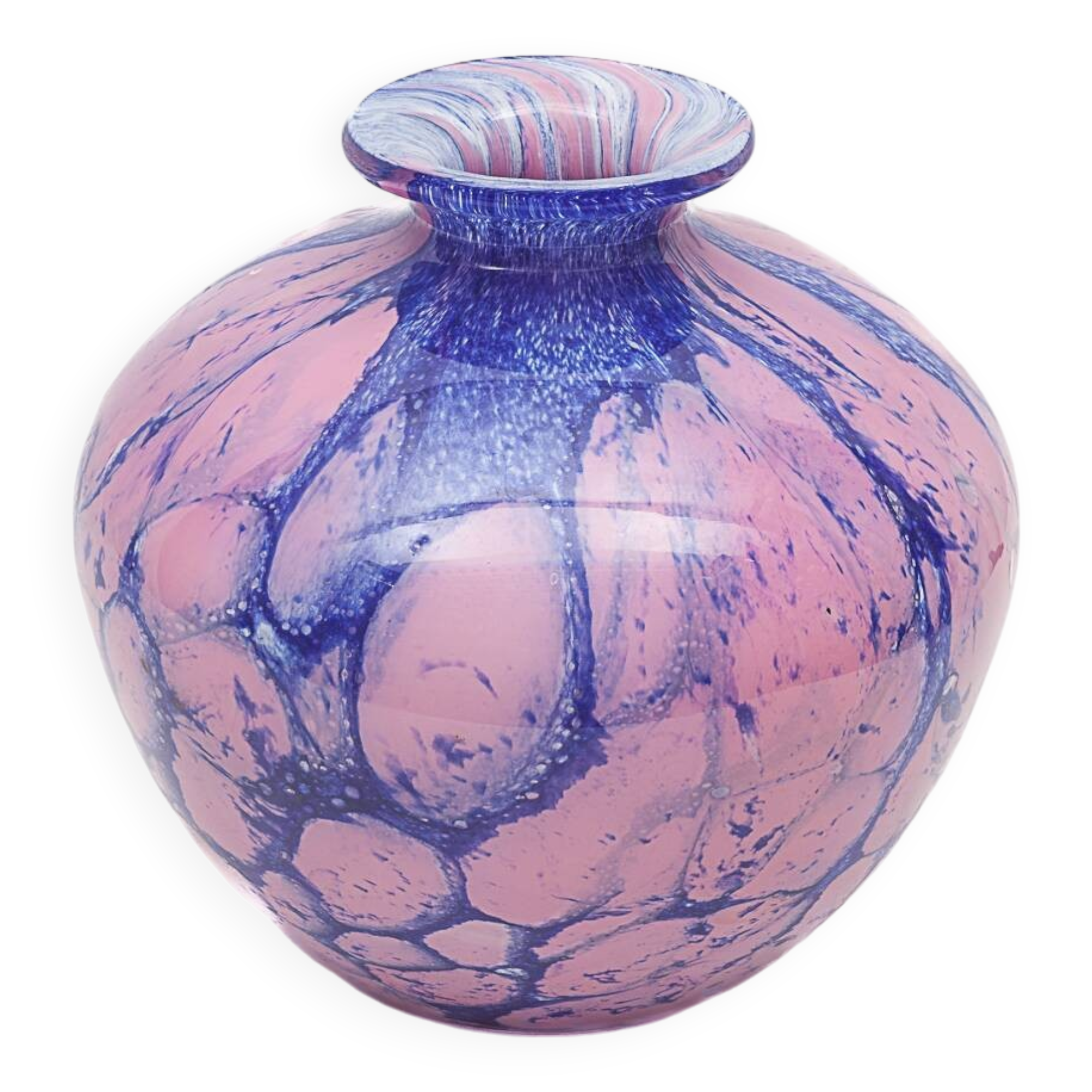 Vase en verre marbré