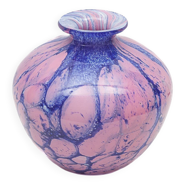 Vase en verre marbré
