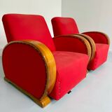 2 anciens fauteuils club art déco années 30 structure bois courbé