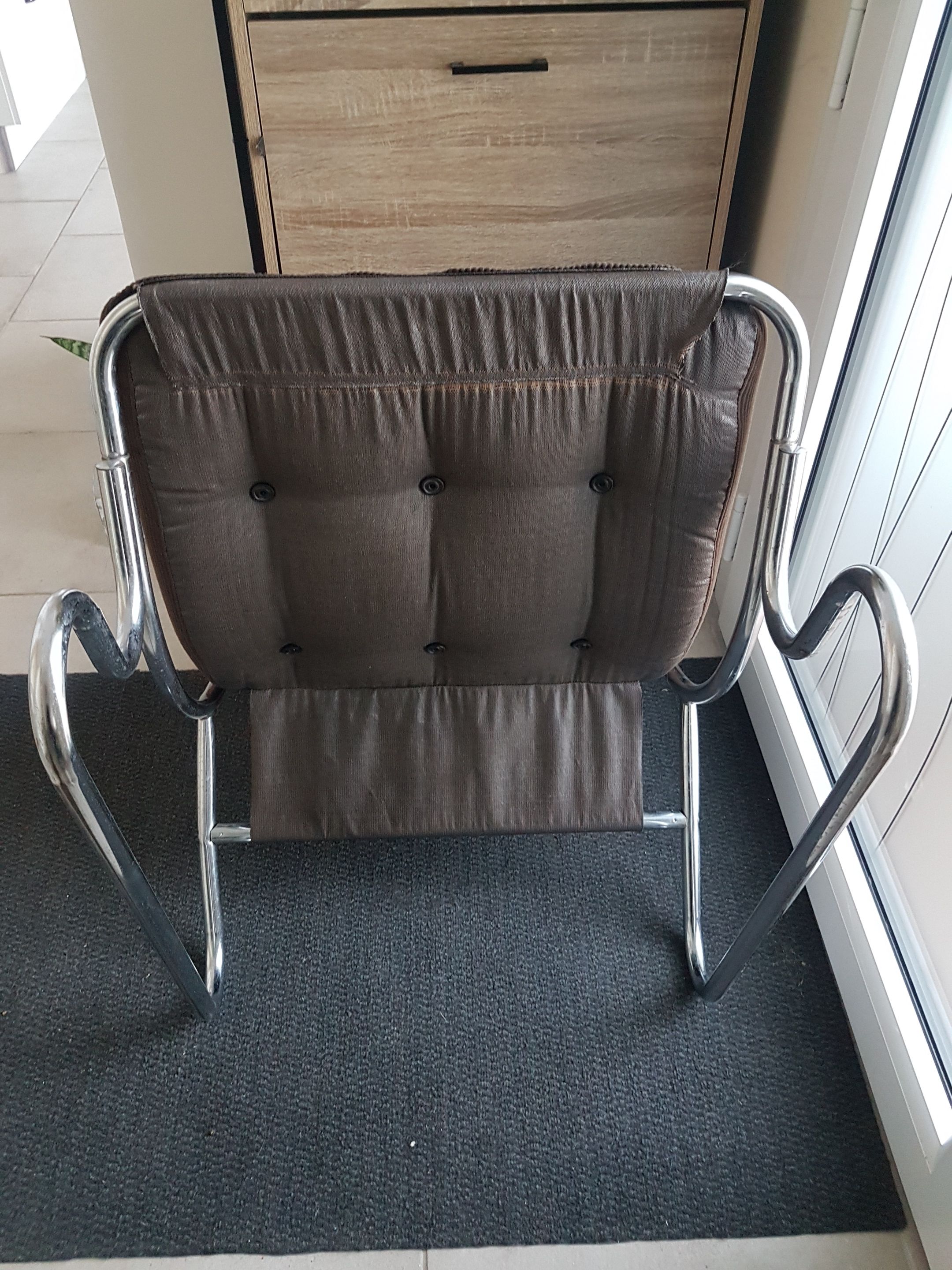 Chair tubular in Brown velvet of the 1970s