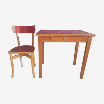 Bureau années 60 restauré avec sa chaise Baumann