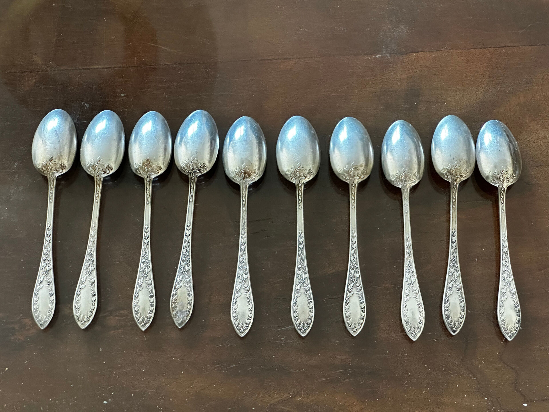 10 silver coffee or tea spoons - around 1900 - 17 g/spoon