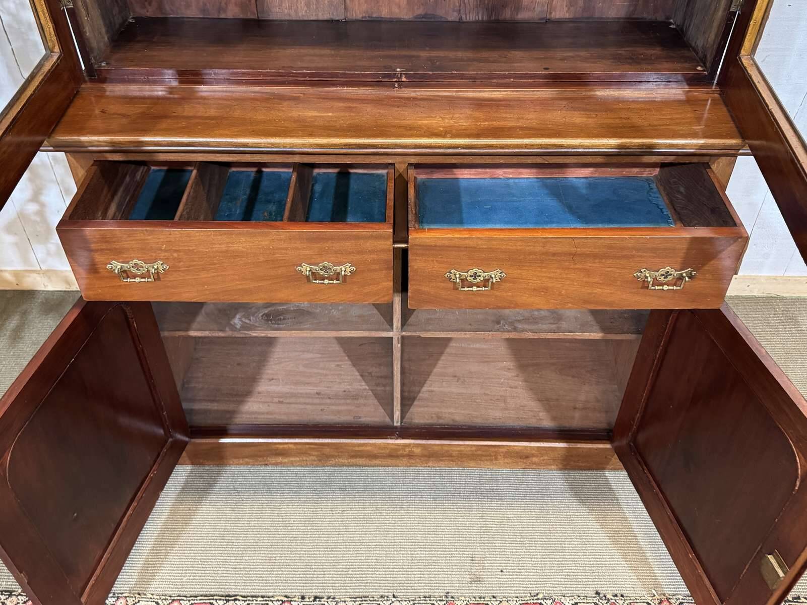 Victorian 19th-century mahogany two-body library