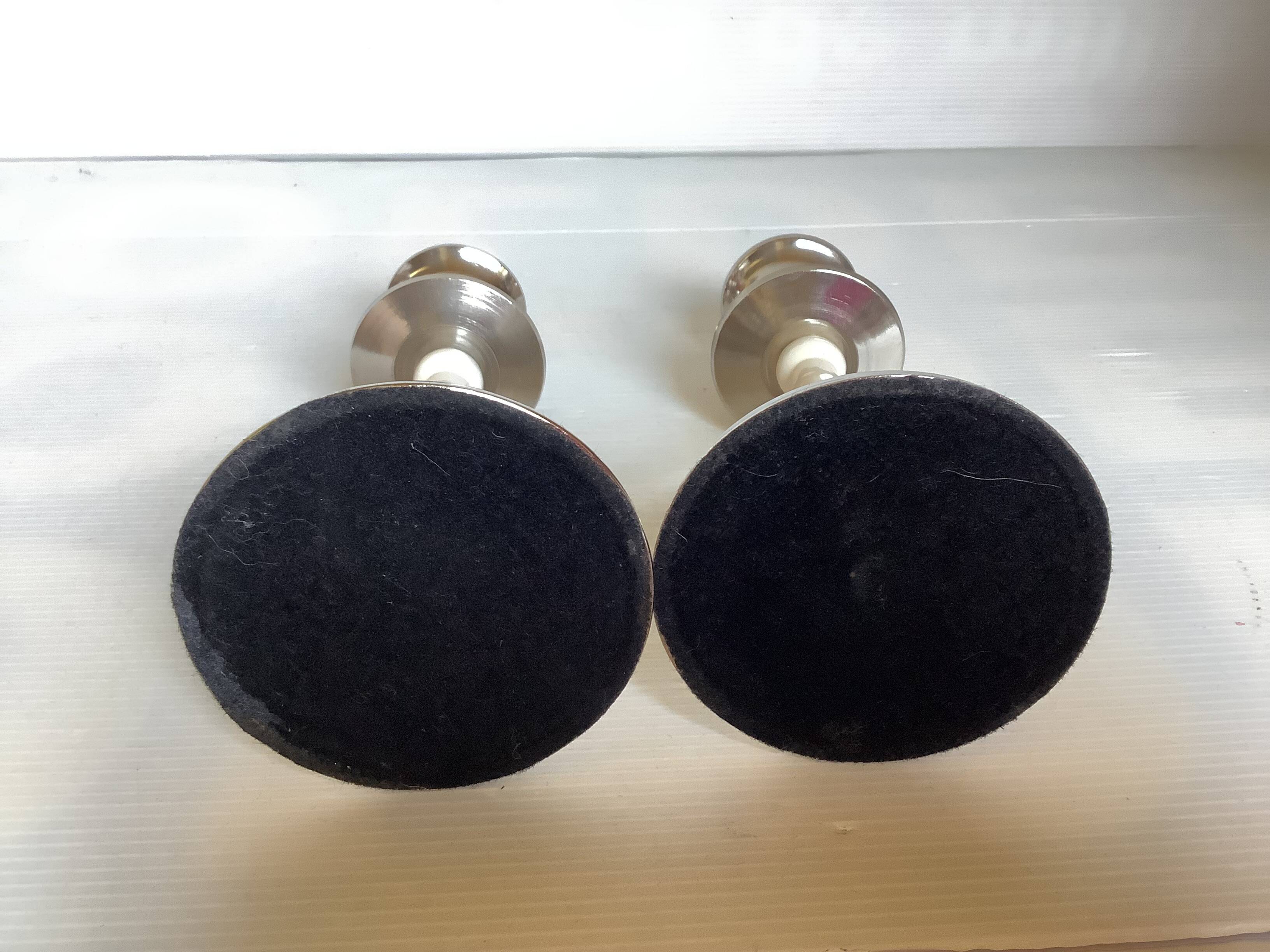 Pair of silver metal candlesticks