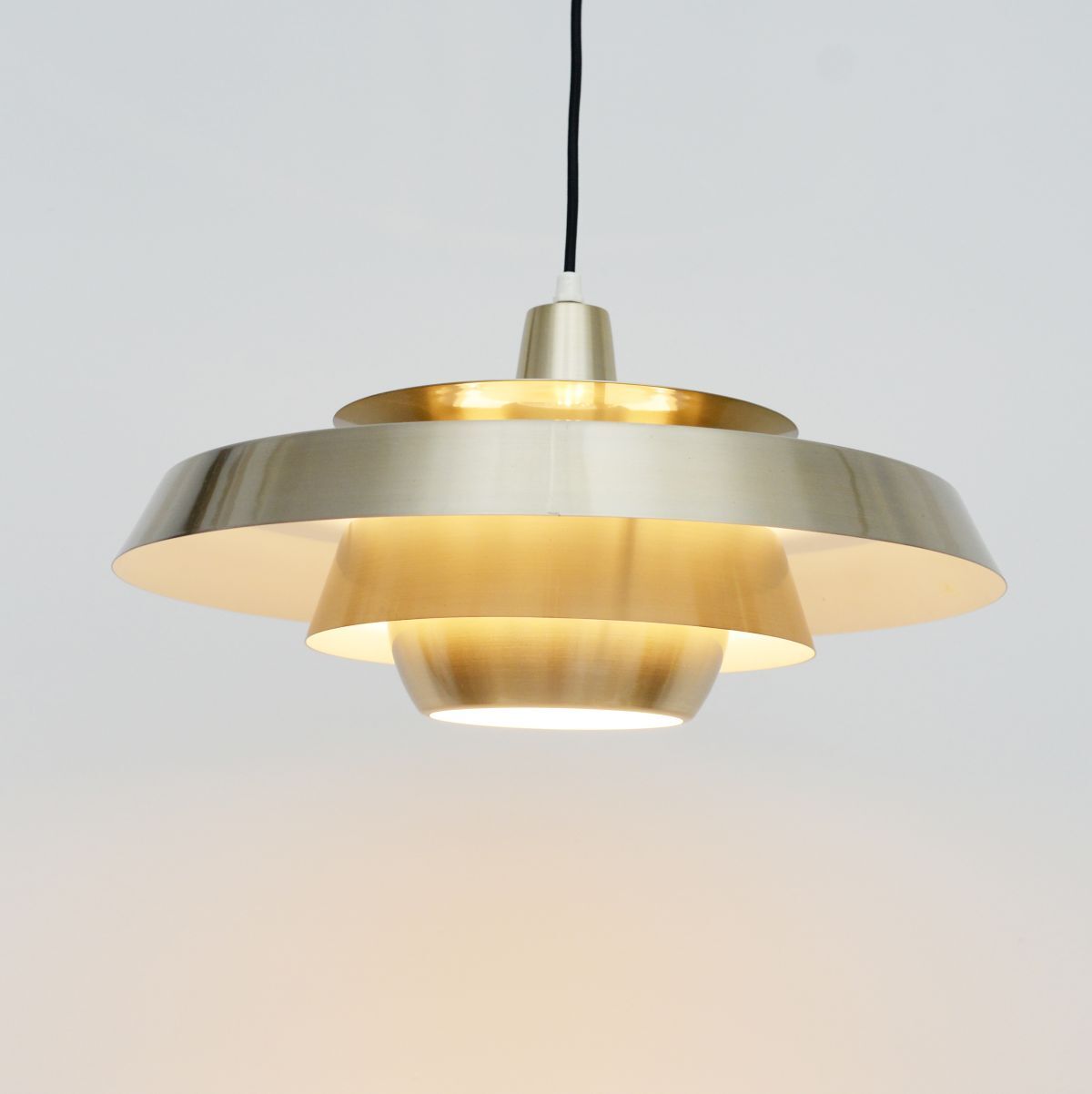 Vintage danish pendant lamp in golden brass 60's
