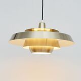 Vintage danish pendant lamp in golden brass 60's