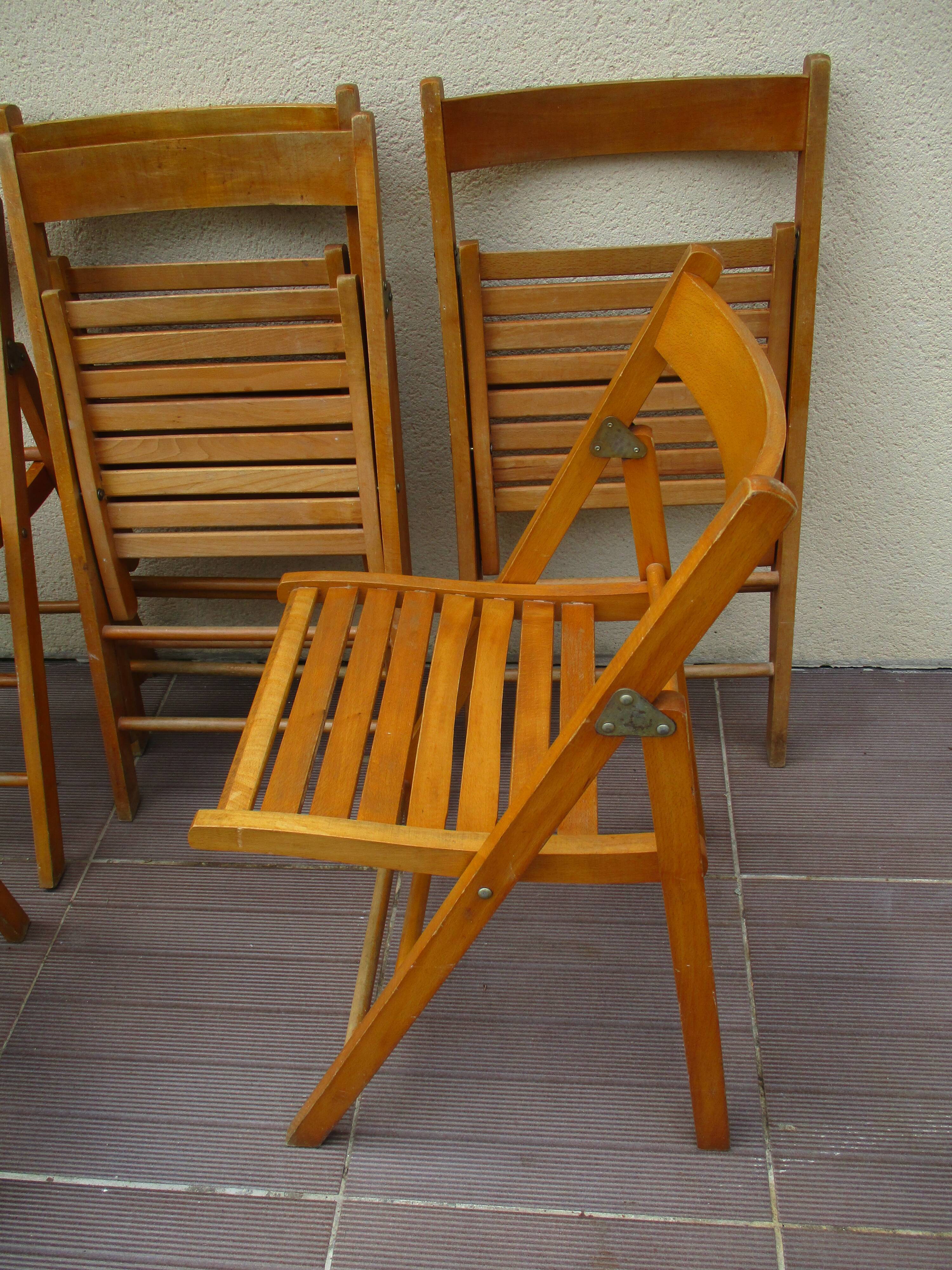 6 folding chairs wood vintage