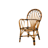 Fauteuil vintage en rotin type paon – années 70