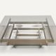 Table basse sculpturale en aluminium brossé et verre – années 1970