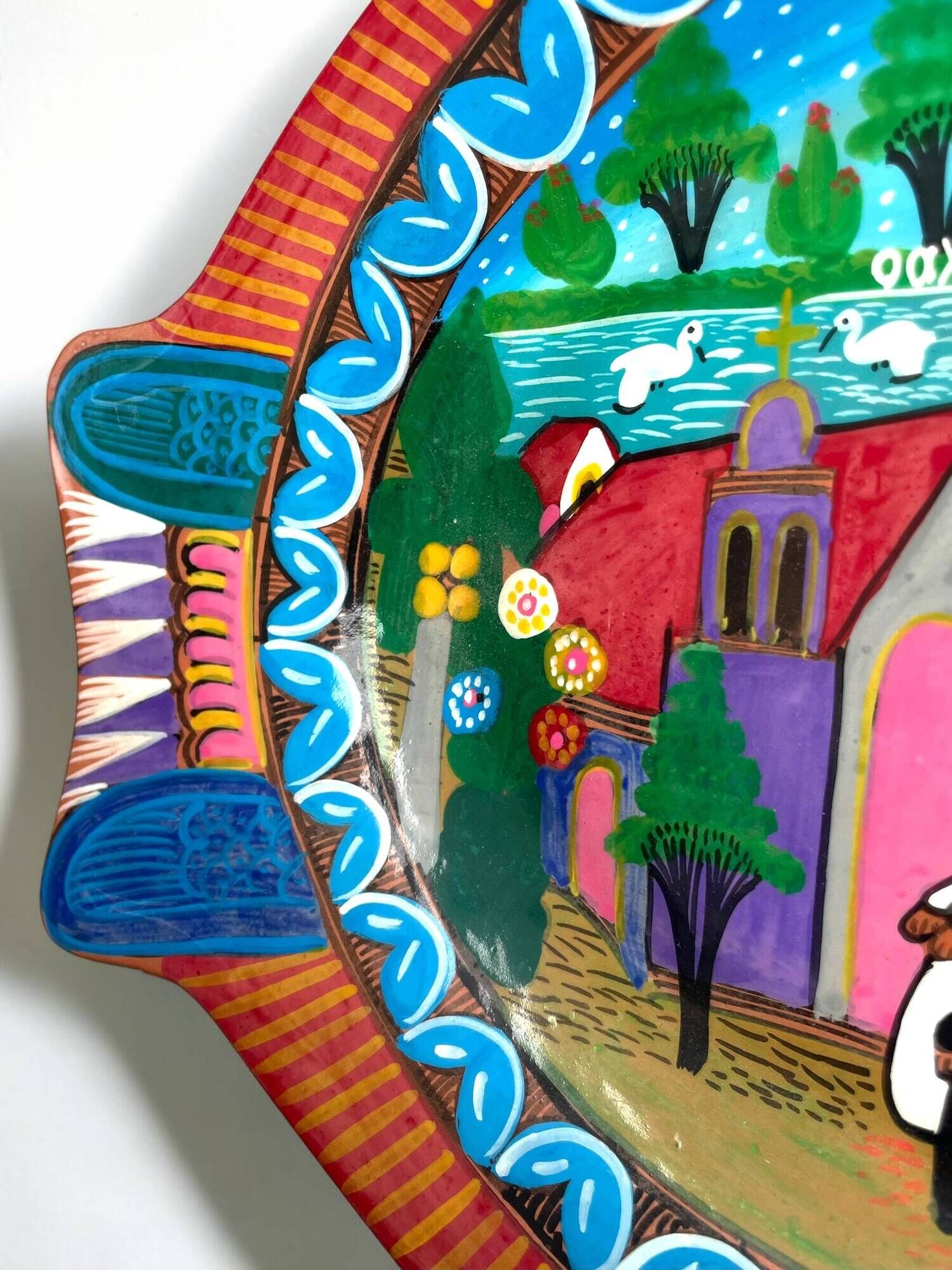 Painted terracotta wall fish, Oaxaca, Mexico, 1970s-80s.