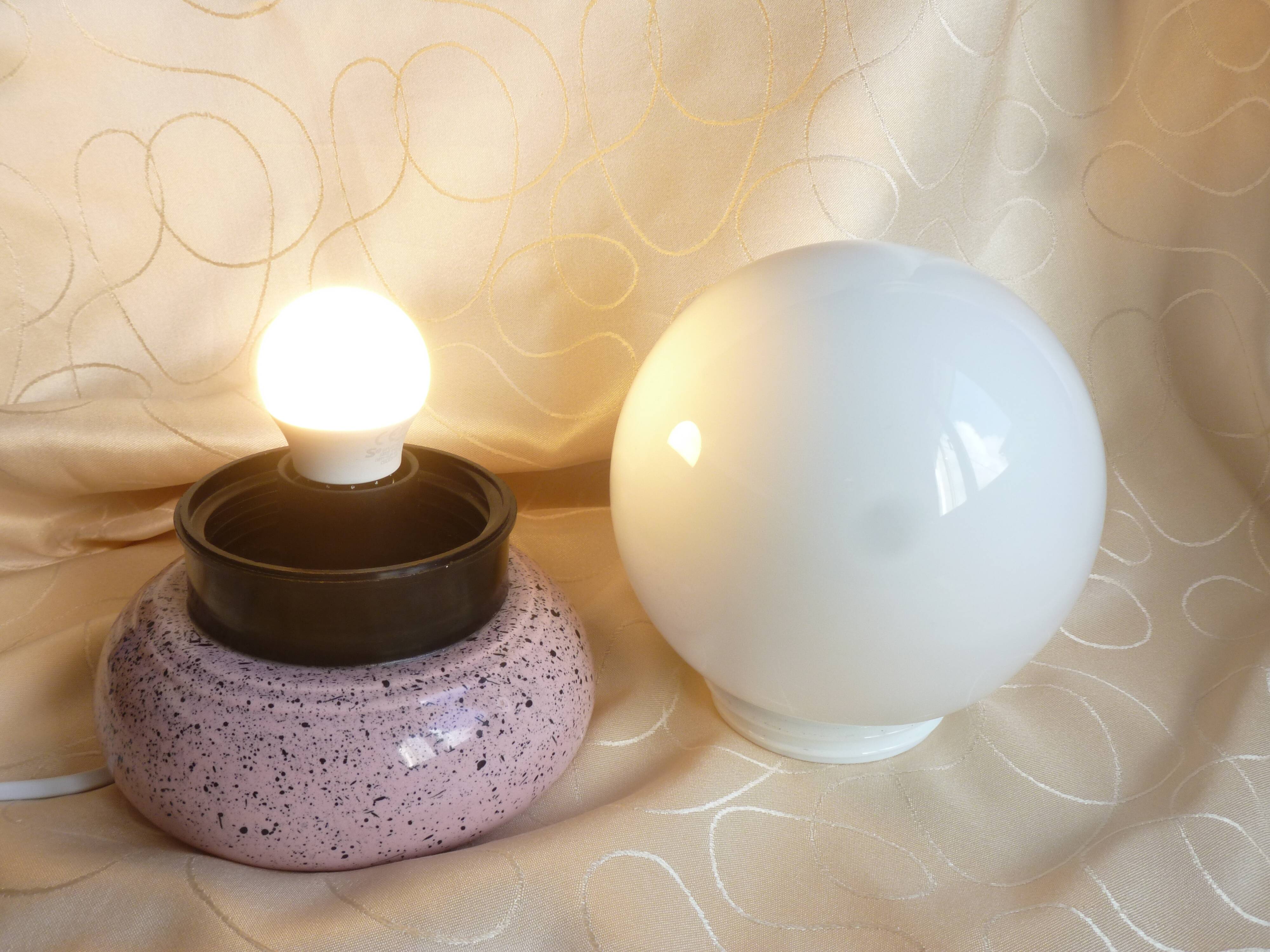 Ball lamp, ceramic and opaline ball lamp, mood and living room lamp