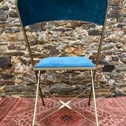 Folding chair in gold-tone metal and velvet, 1960s-70s