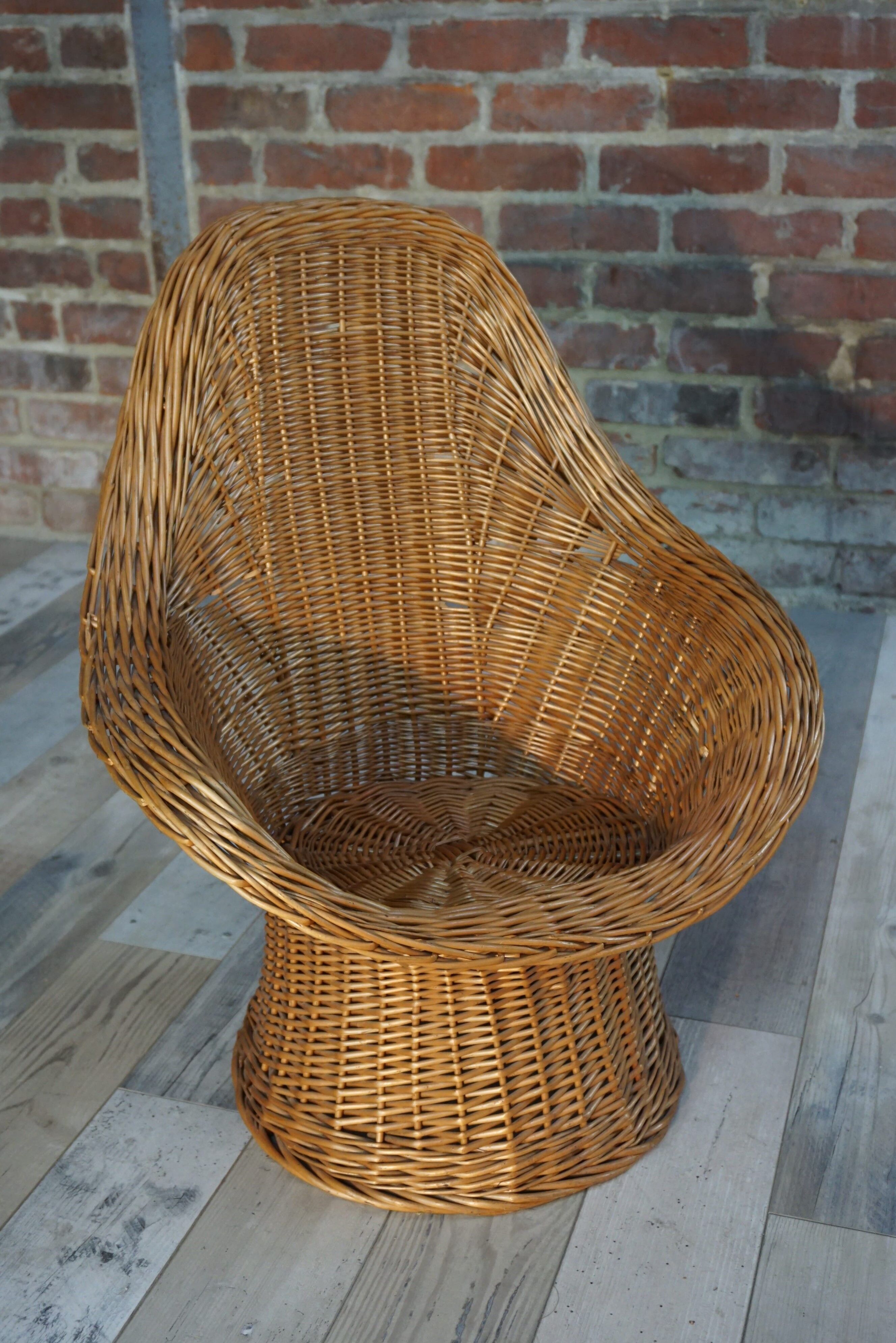 Children's wicker basket chair for Rohe 60s design Wim Den Boon