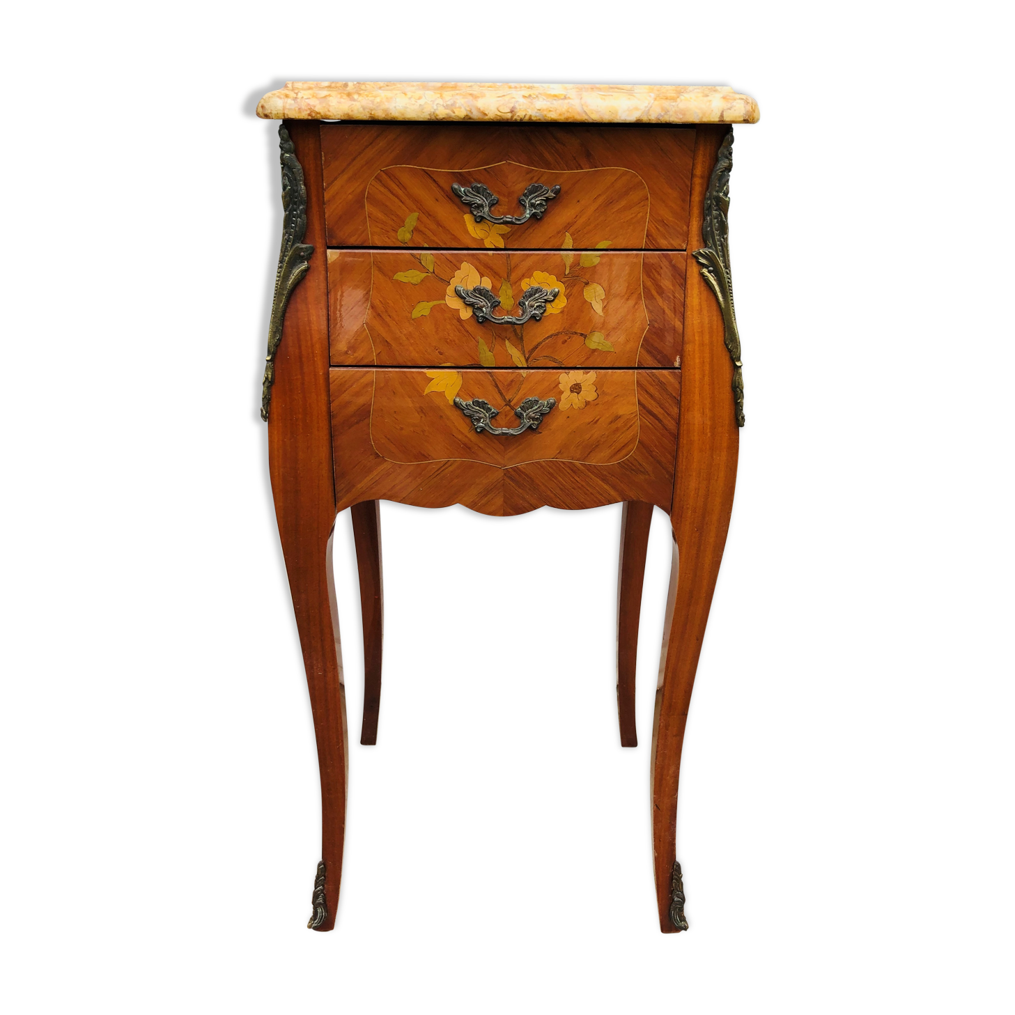 Bedside in Louis XV style marquetry