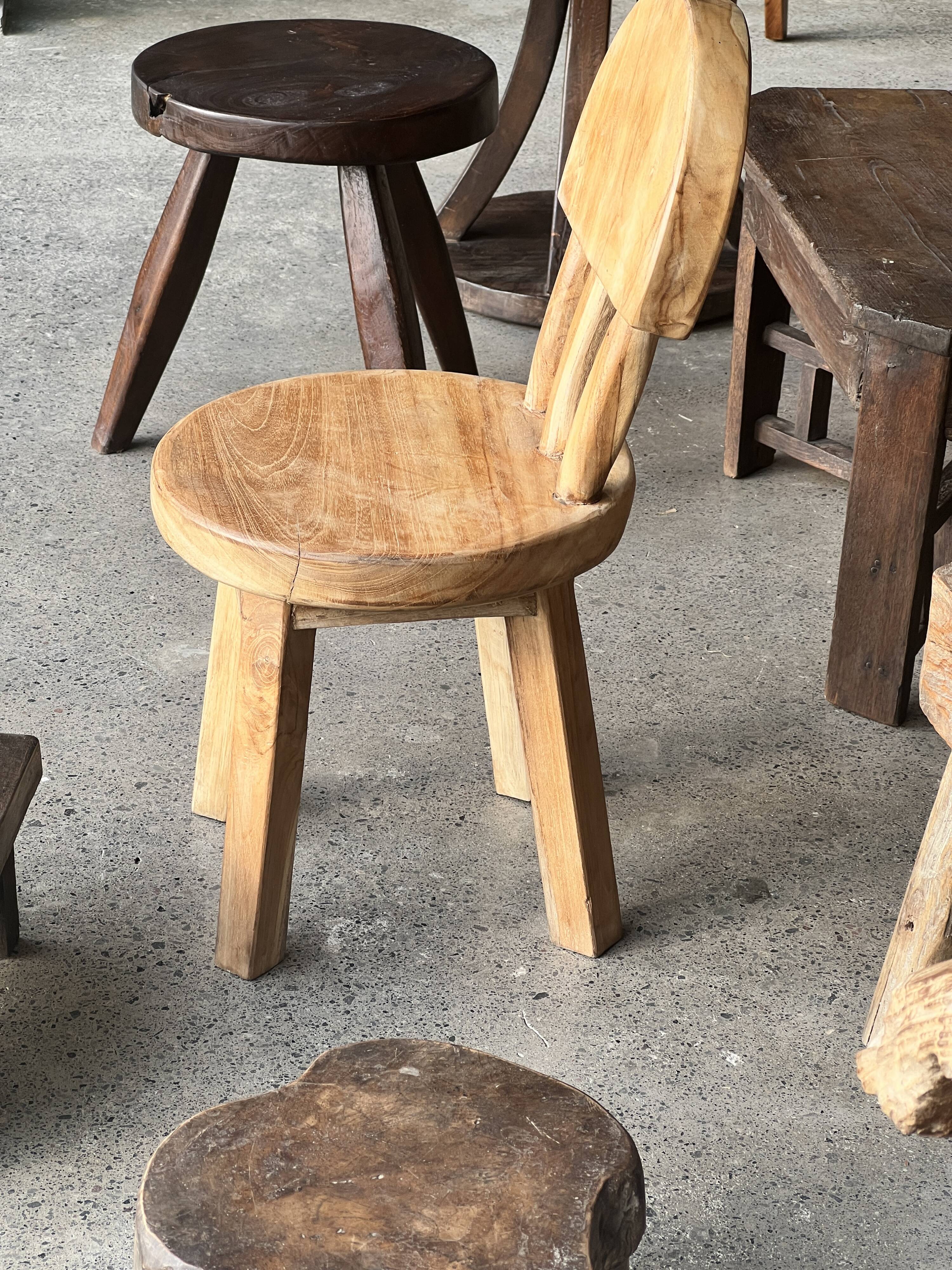 Small child's chair in natural blond teak back with three bars