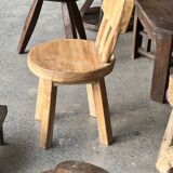 Small child's chair in natural blond teak back with three bars