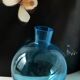 Blue glass ball vase (Portieux?) with tilting bottom