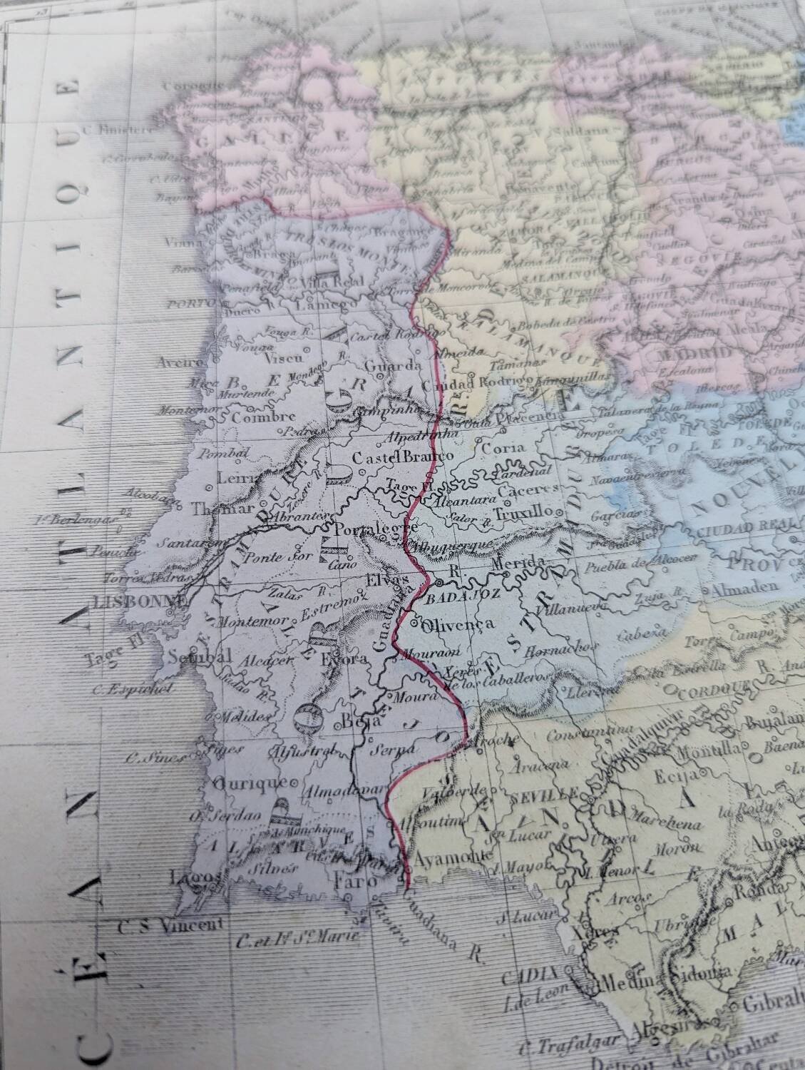 L'Espagne, carte ancienne, imprimée en 1852.