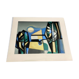 Lithographie signée "Albert Ferenz" Design 1950.