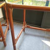 Tables gigognes en bambou rotin et verre