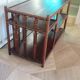 Retro side table - vinyl furniture - rattan and bamboo - 1980s