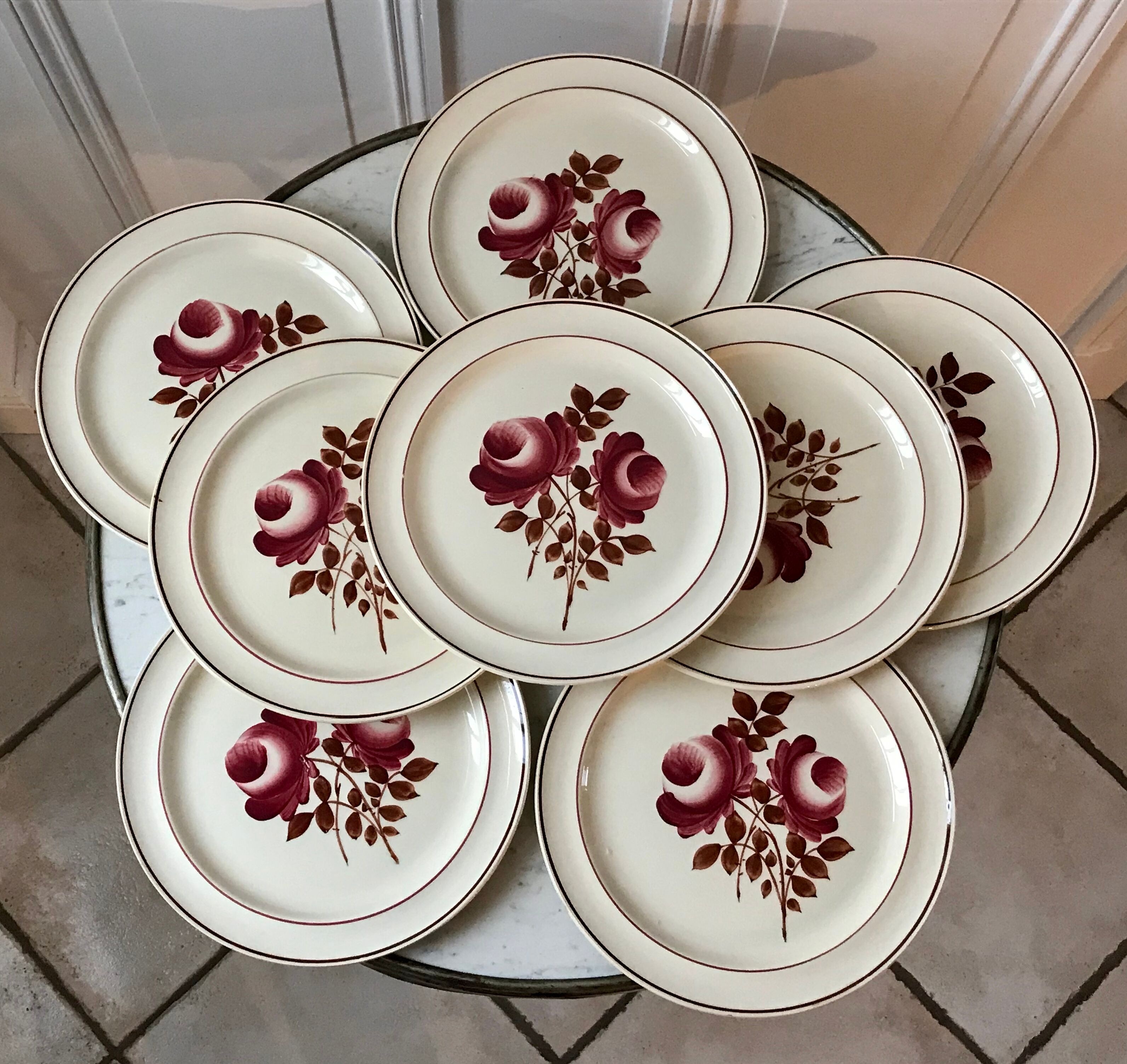set of 8 flat plates Moulin des Loups model "Roubaix" 40s
