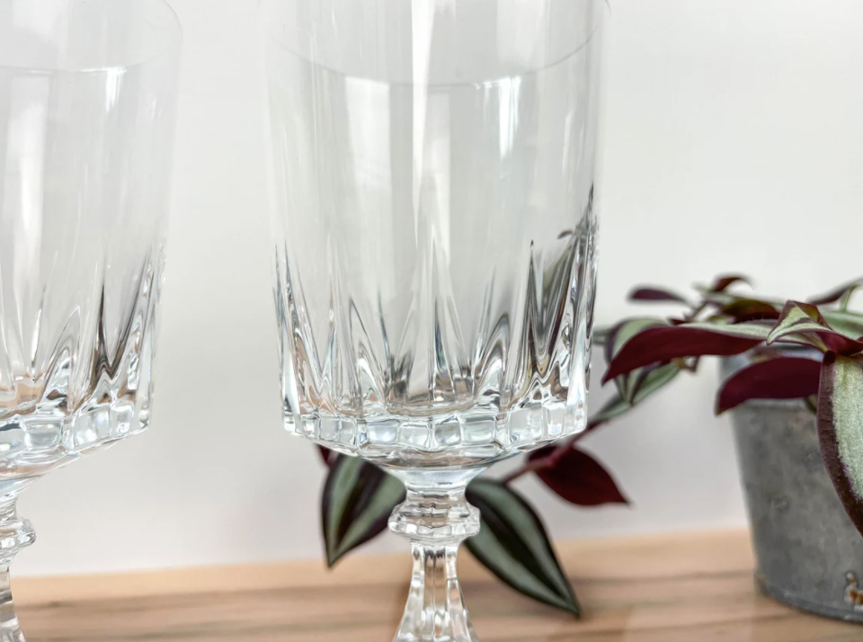 Set of 4 Crystal Water Glasses of Arques model Louvre