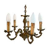 Lustre 5 golden bulb and fake candle