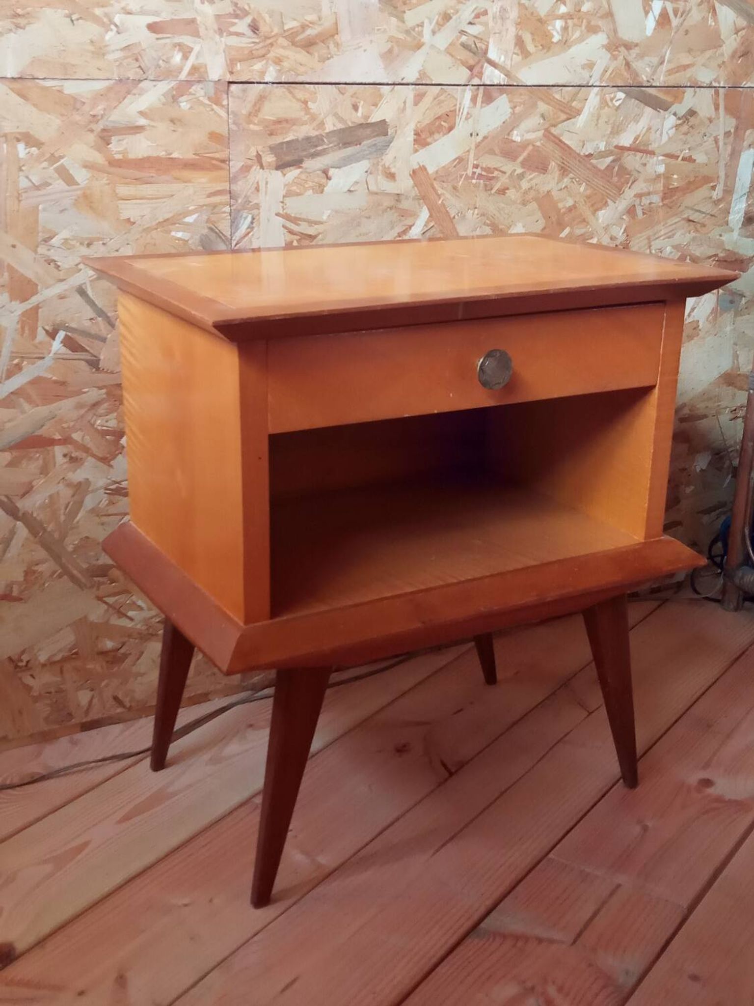 Bedside table with compass feet, 1950s