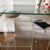 Plexiglas desk and vintage glass