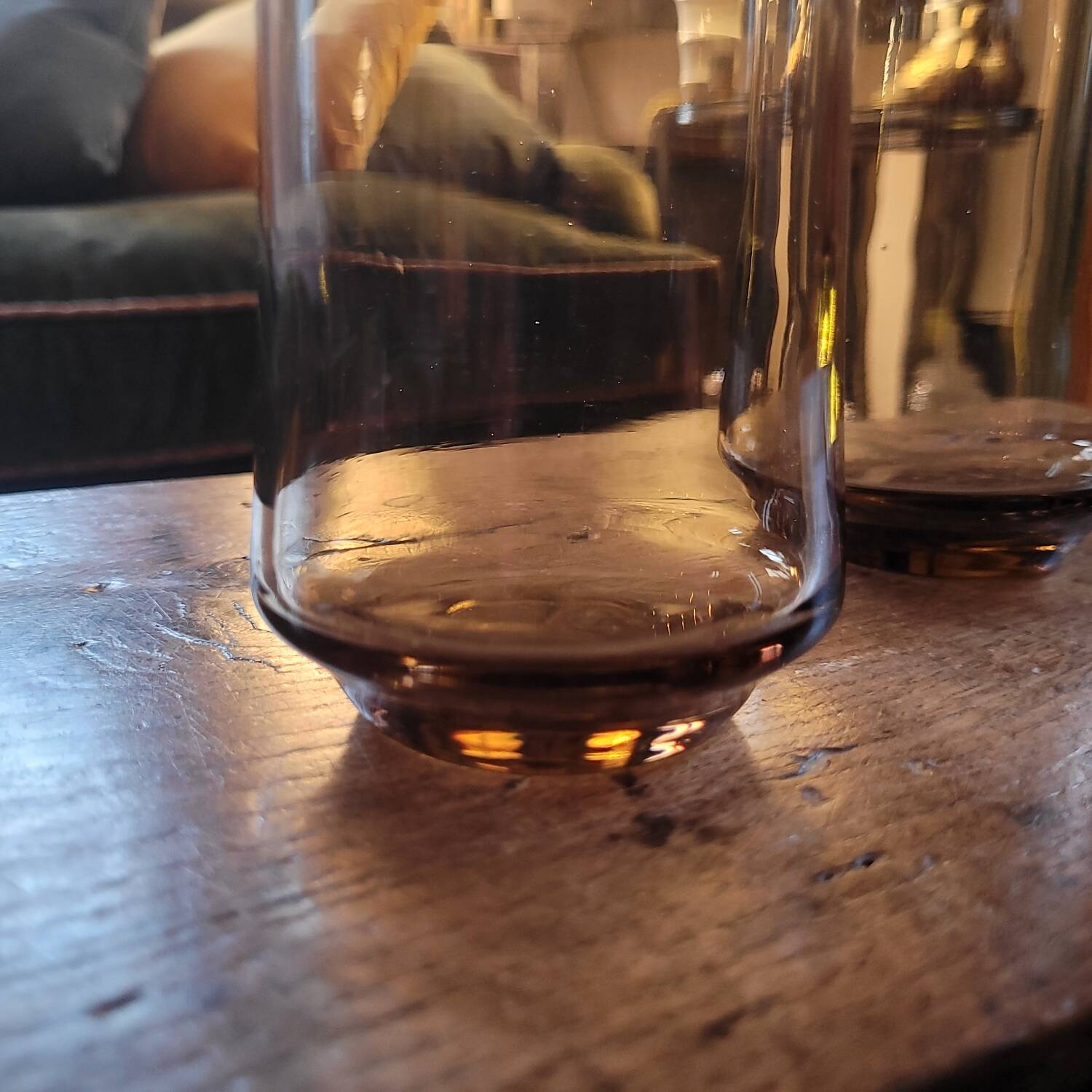 4 amber long drink glasses – 1970s