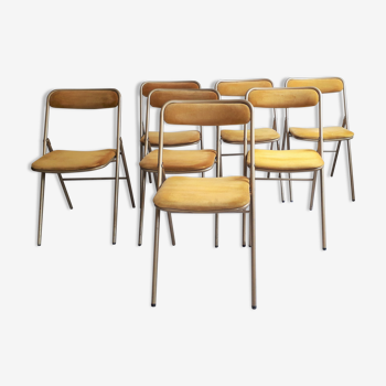 Set of 7 plichaise velvet chairs