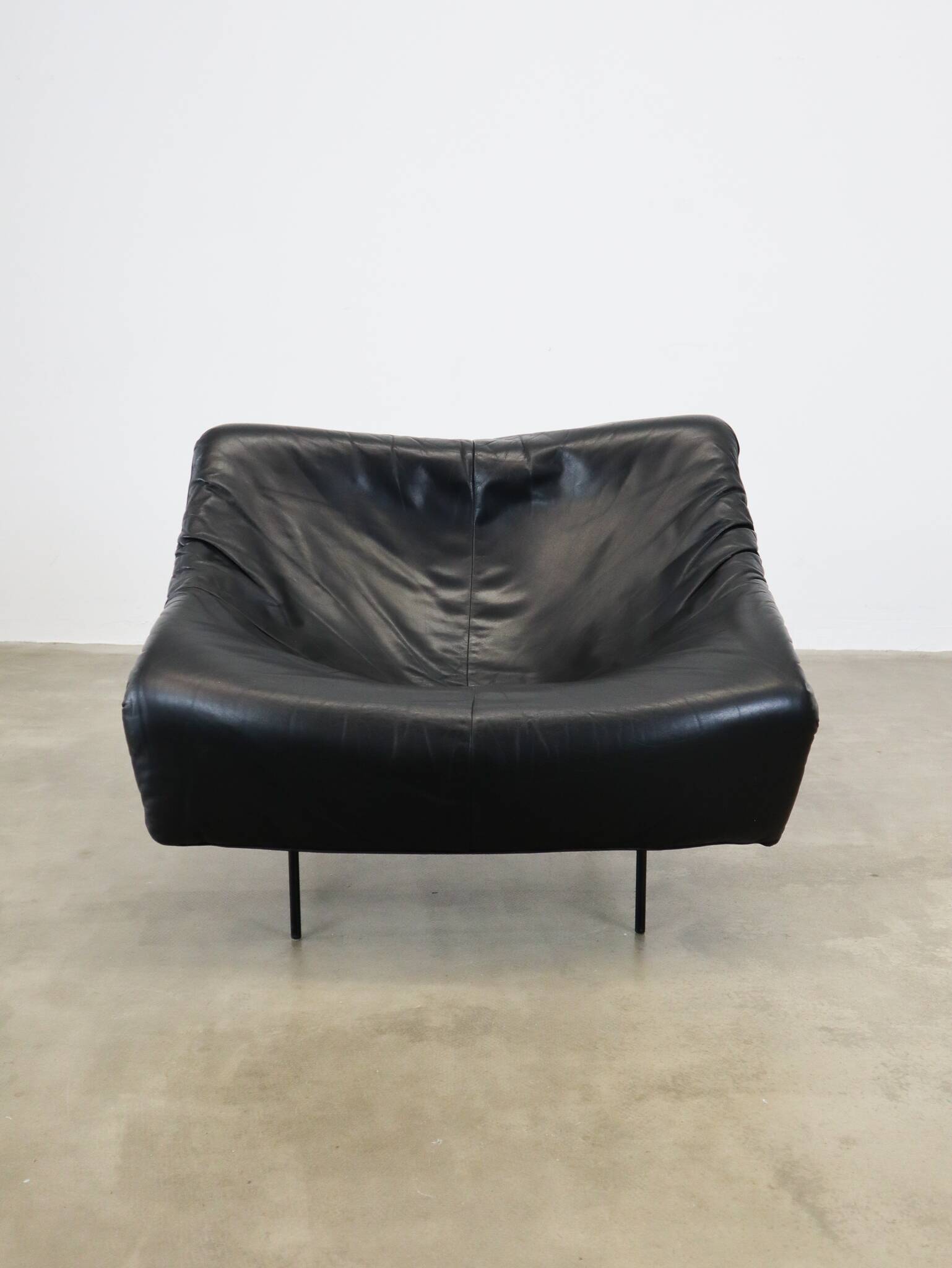 Fauteuil Butterfly vintage en cuir noir par Gerard van den Berg pour Montis