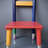 Postmodern round table, chair and bookcase by Pierre Sala 1980