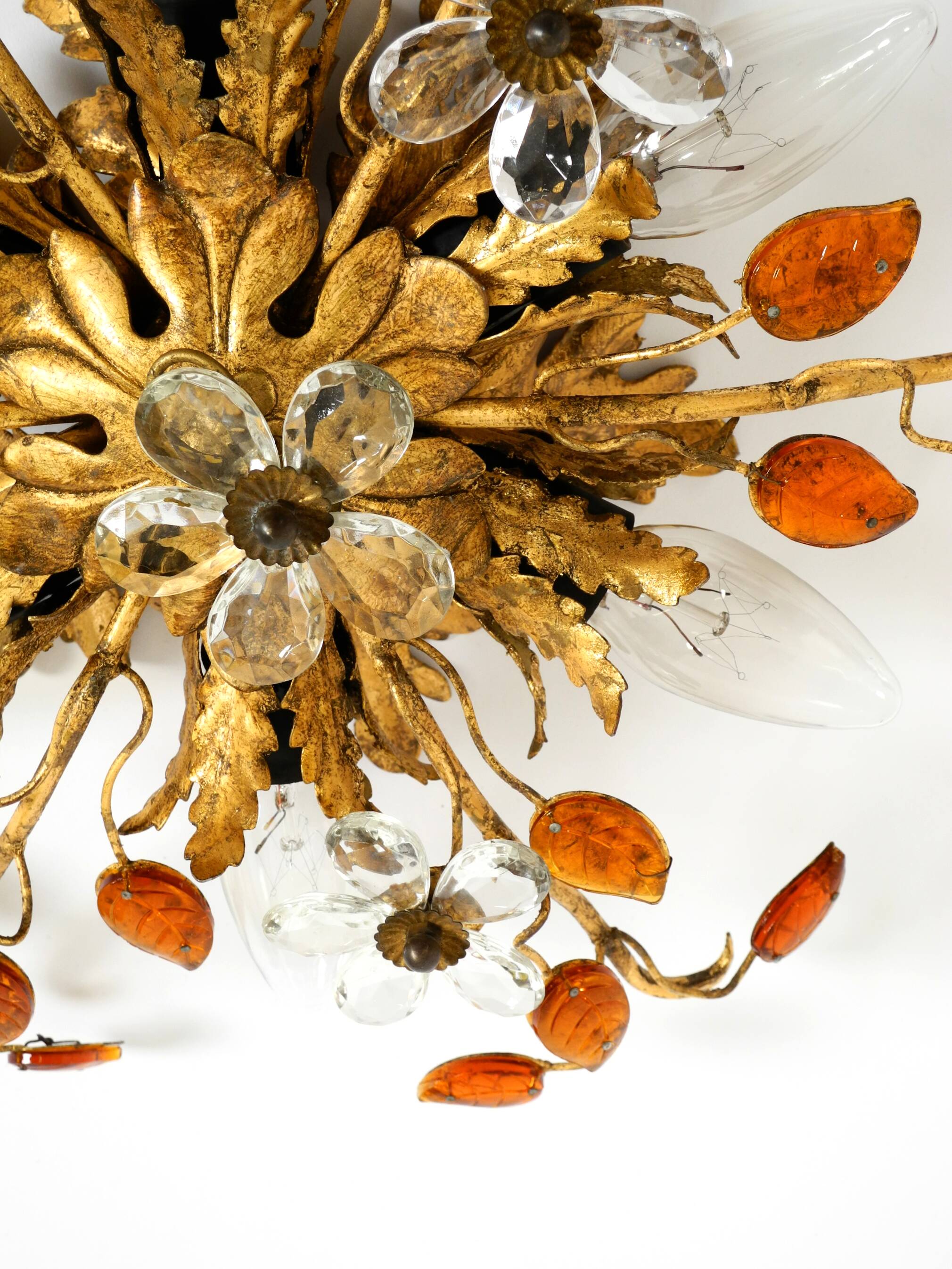 Very beautiful 1960s gold-plated ceiling or wall lamp by Banci Firenze, Ita