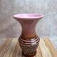 Vintage ceramic vase with textured decoration – pink and brown tones – 1960s/70s