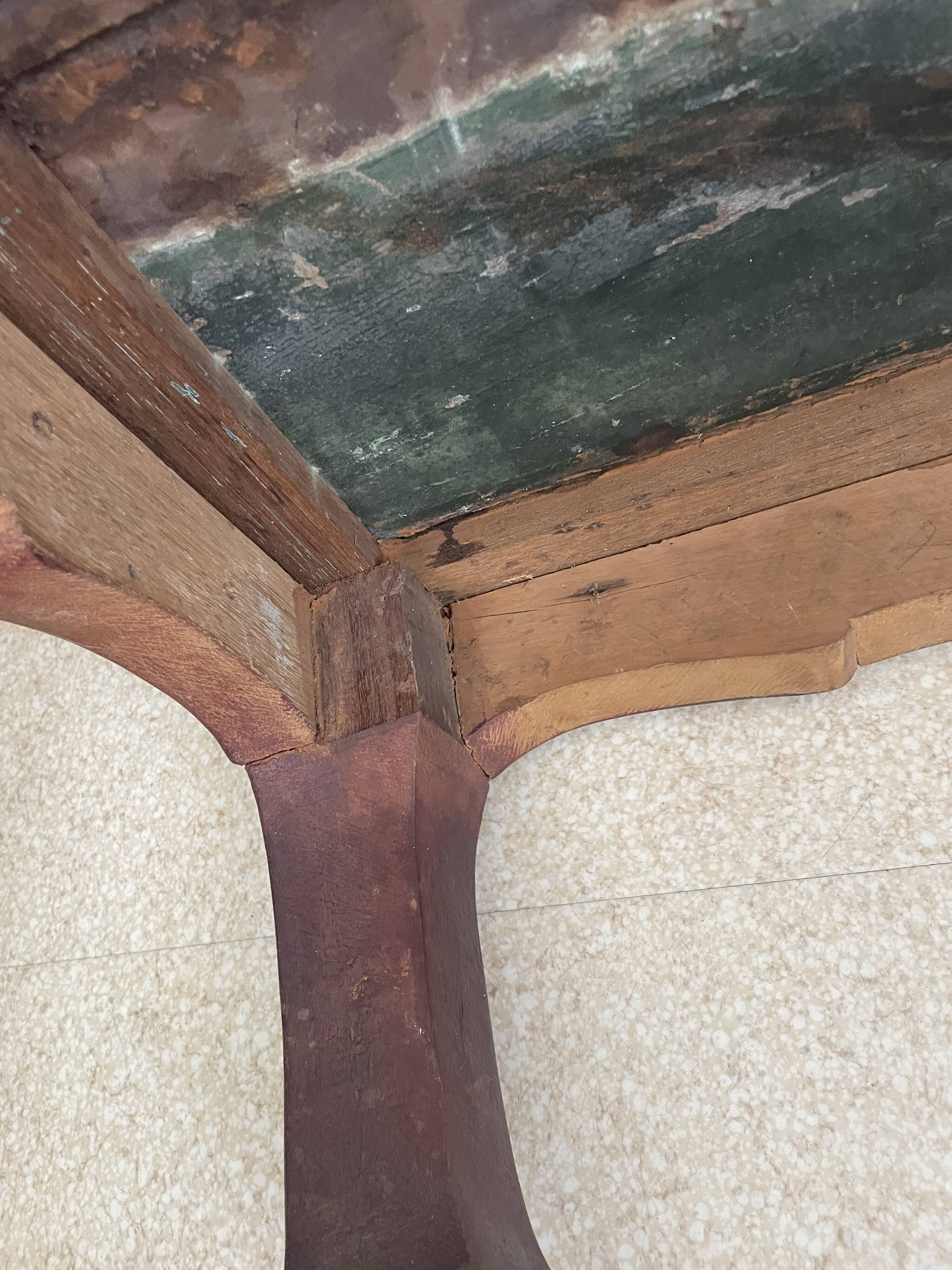 Ancient Chinese kang table – solid elm, horse hoof legs
