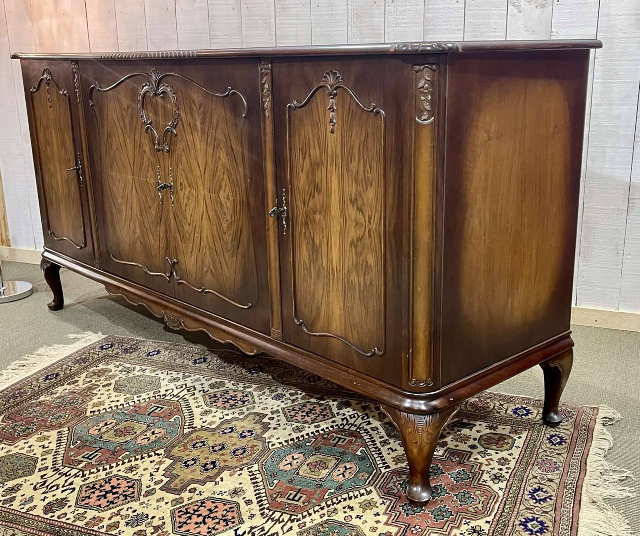 1950s English Chippendale Walnut Sideboard