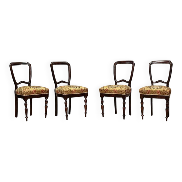Chaises en acajou vintage, années 1930, ensemble de 4