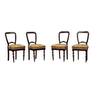 Vintage Mahogany Chairs, 1930s, Set of 4