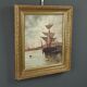 Tableau « Voilier sur mer calme », huile sur toile – fin XIXe