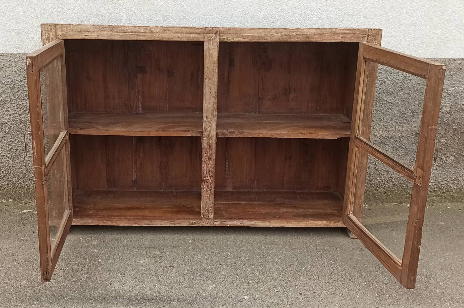 Glass sideboard in antique wood