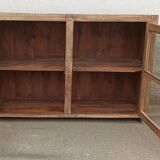 Glass sideboard in antique wood