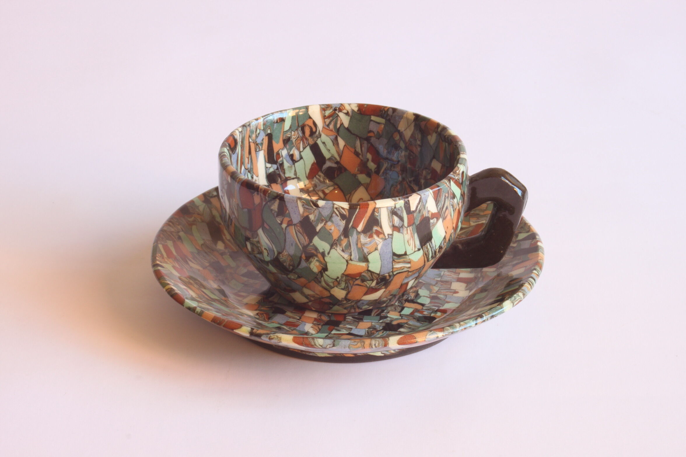 Neriage mosaic tea set by Jean Gerbino, Vallauris.