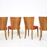 Set of four restored dining chairs model H-214 designed by Jindřich Halabala, 1950's.