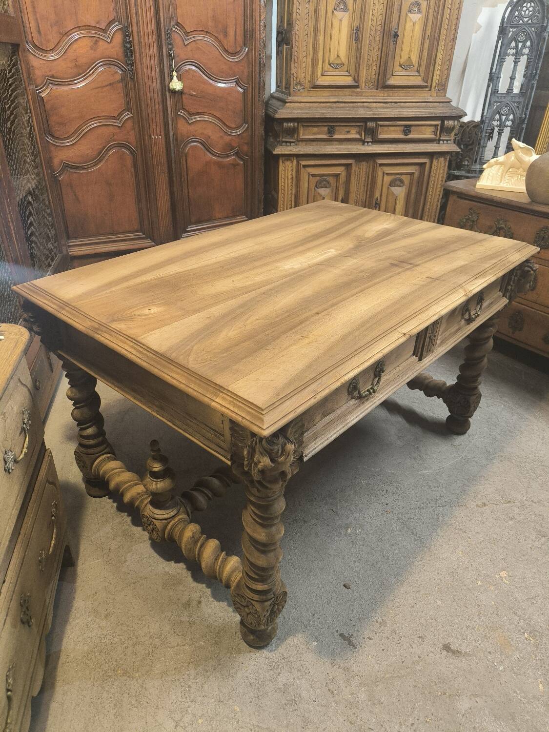 19th century desk in natural solid walnut.