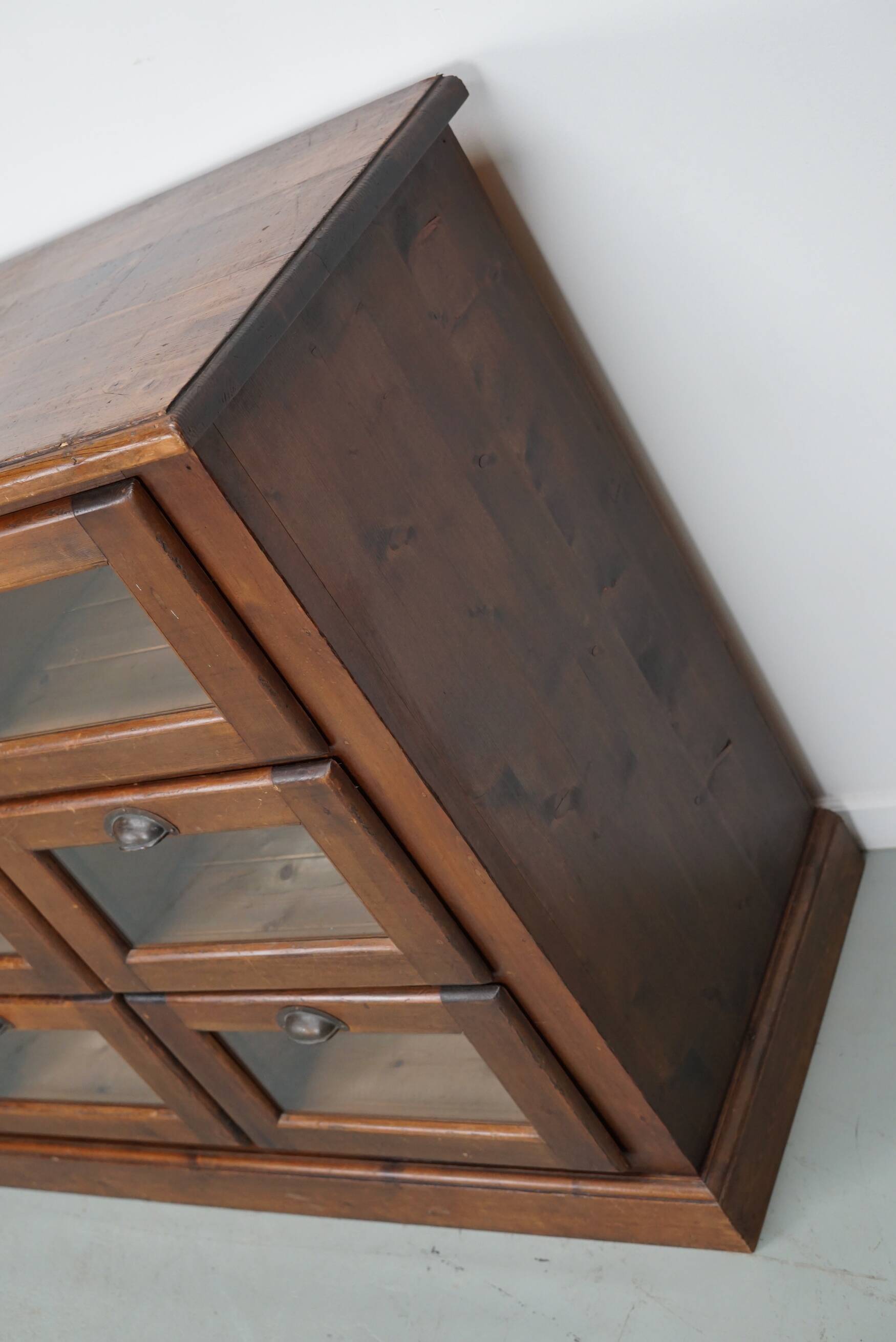 Vintage Dutch Pine Haberdashery Shop Cabinet, Mid-Century