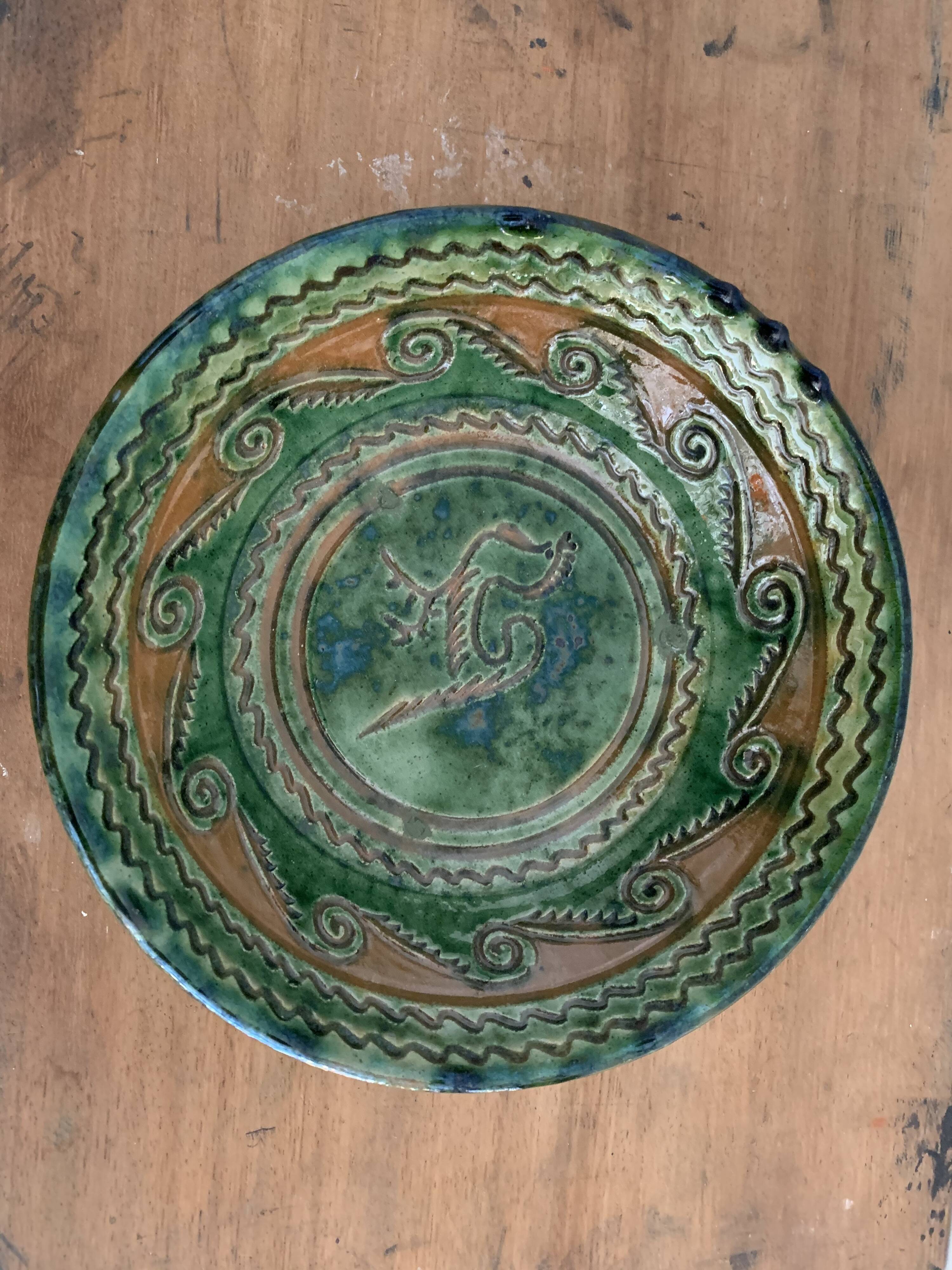 Tito Ubeda Spanish green ceramic fruit cup