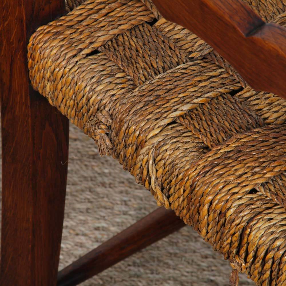 Pair of oak and rope armchairs, French work from the 1940s.